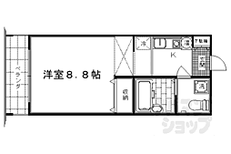 京福電気鉄道北野線 北野白梅町駅 徒歩15分の賃貸マンション 3階1Kの間取り