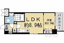 阪急京都本線 西京極駅 徒歩10分の賃貸マンション 3階1LDKの間取り