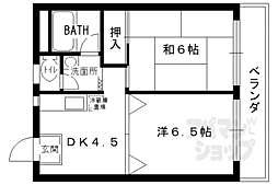 阪急京都本線 西院駅 徒歩10分の賃貸マンション 5階2DKの間取り