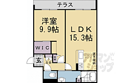 京都地下鉄東西線 太秦天神川駅 徒歩8分の賃貸マンション 1階1LDKの間取り