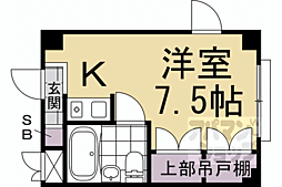阪急京都本線 西院駅 徒歩4分の賃貸マンション 2階ワンルームの間取り
