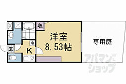 阪急京都本線 西京極駅 徒歩13分の賃貸マンション 1階1Kの間取り