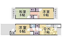 寺戸町西田中瀬貸家20−41 3DKの間取り