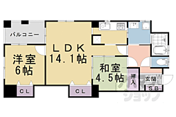ティンクルコート桂イースト 2LDKの間取図画像