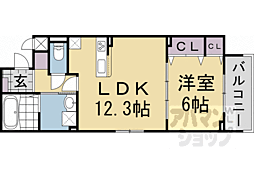 JR東海道・山陽本線 西大路駅 徒歩19分の賃貸アパート 1階1LDKの間取り