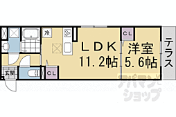 JR山陰本線 太秦駅 徒歩14分の賃貸アパート 1階1LDKの間取り