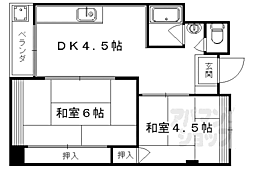 阪急京都本線 西院駅 徒歩2分の賃貸マンション 5階2DKの間取り