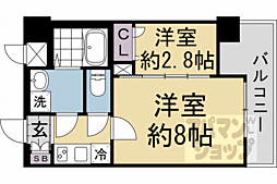 阪急京都本線 西院駅 徒歩15分の賃貸マンション 3階2Kの間取り