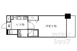 京都地下鉄東西線 太秦天神川駅 徒歩5分の賃貸マンション 2階1Kの間取り