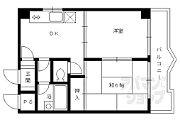 京都市営烏丸線 竹田駅 3.2kmの賃貸マンション 3階2DKの間取り
