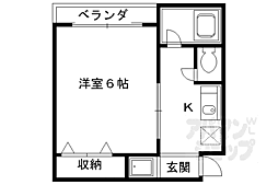 JR山陰本線 円町駅 徒歩10分の賃貸アパート 1階1Kの間取り