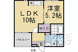 JR山陰本線 太秦駅 徒歩6分の賃貸アパート 1階1LDKの間取り