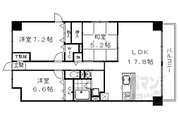 京都六三館 307 3階3LDKの間取り