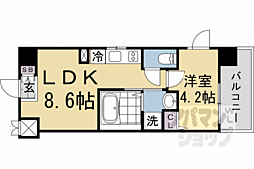 阪急京都本線 西院駅 徒歩9分の賃貸マンション 3階1LDKの間取り