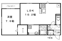 JR山陰本線 嵯峨嵐山駅 徒歩5分の賃貸アパート 1階1LDKの間取り