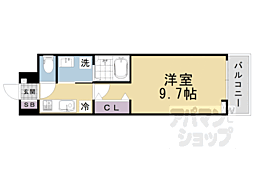 オーサム ヴィレッジ 京都桂 1Kの間取図画像