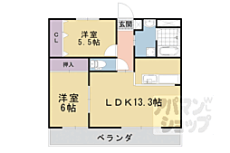 シャルマングレーヌ 2LDKの間取図画像