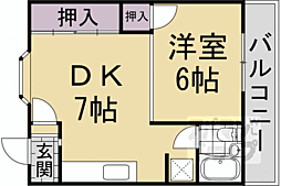 五条グリーンハイツ 1DKの間取図画像