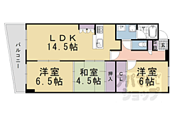 ゼフィーロ長岡京 3LDKの間取図画像