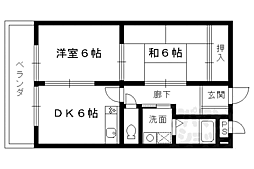 グレーヒル嵐山 2DKの間取図画像