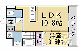 ハピネスクエア桂 1LDKの間取図画像