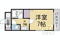 ヴェルデ桂 1Kの間取図画像