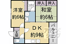 GARNETRESIDENCEkamikatsura 2DKの間取図画像