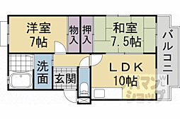 北野マンション 2LDKの間取図画像