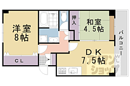 アーネストハイツ三宅 2LDKの間取図画像