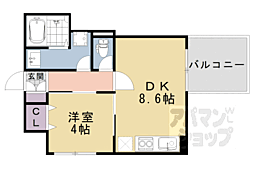 フォース桂 1LDKの間取図画像
