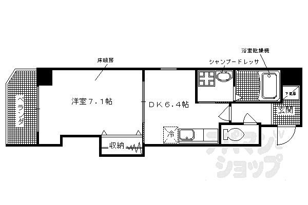 京都府京都市右京区西京極南大入町(賃貸マンション1DK・5階・32.70㎡)の写真 その2