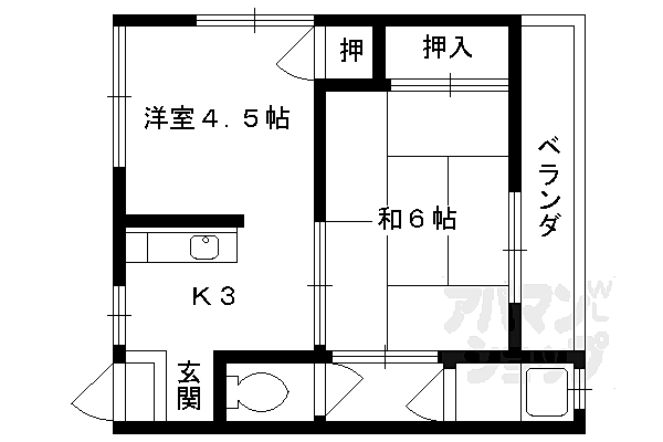 アーバンハイツ 303｜京都府京都市西京区大枝沓掛町(賃貸マンション2K・3階・31.03㎡)の写真 その2