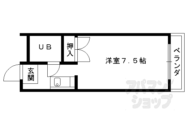 フレグランス菊水 205｜京都府京都市西京区桂徳大寺北町(賃貸マンション1K・2階・19.95㎡)の写真 その2