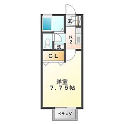 サンポート 1Kの間取図画像