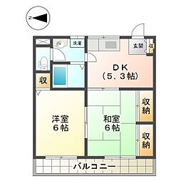 アクアマリン 2DKの間取図画像