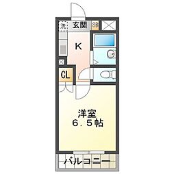 ラフィネ江戸橋 1Kの間取図画像