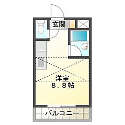 ZERO1 1Kの間取図画像