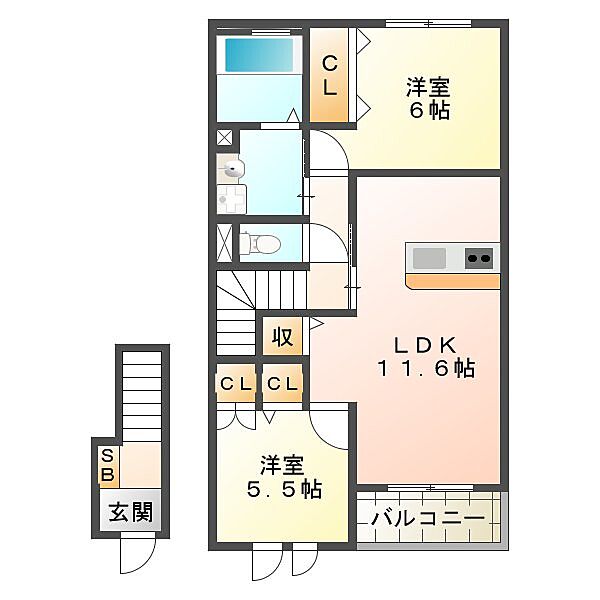 リベルテ南浦 202｜三重県津市垂水(賃貸アパート2LDK・2階・62.91㎡)の写真 その2