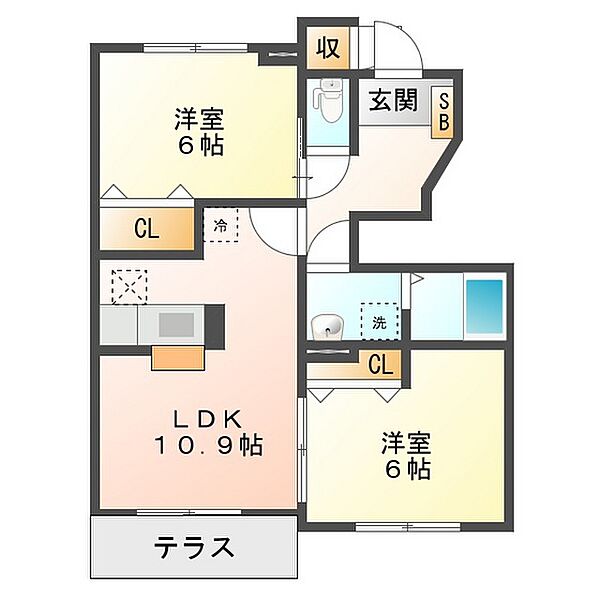 サンライトＭ・Ｋ　II棟 102｜三重県津市藤方(賃貸アパート2LDK・1階・53.28㎡)の写真 その2