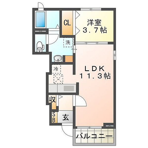 ファールラートII 103｜三重県津市栗真町屋町(賃貸アパート1LDK・1階・37.13㎡)の写真 その2