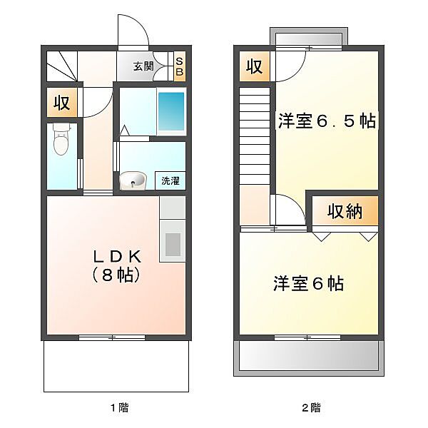 ロビンスII C｜三重県津市白塚町(賃貸テラスハウス2LDK・2階・52.90㎡)の写真 その2