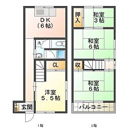 杉山ハイツC 4DKの間取図画像