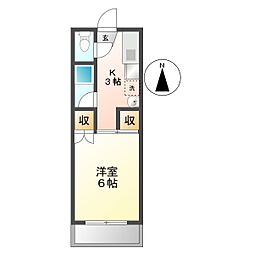 クレールハウス 1Kの間取図画像