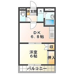 サンタプレイス 1DKの間取図画像