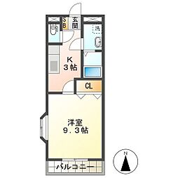 ユースハイム 1Kの間取図画像