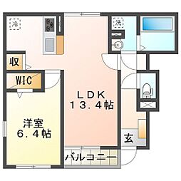 アン・リヴィール 1階1LDKの間取り