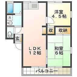 ラフィーネ南郊D 2LDKの間取図画像