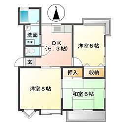 パストラル津C 3DKの間取図画像