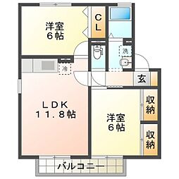 シャロームB 2LDKの間取図画像