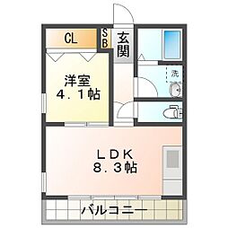 cocoa 1LDKの間取図画像